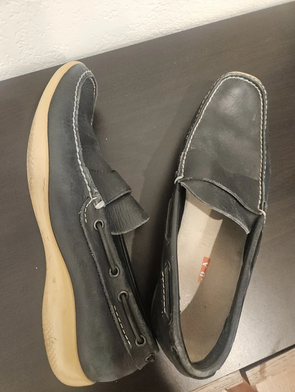 Prada Blue Leather Mens Loafers - Made In Italy Size 9.5 Soft Navy Blue Slip on. - Picture 1 of 5